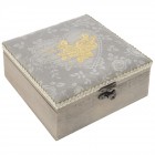 Дървена кутия с плат, 15х15х10 см