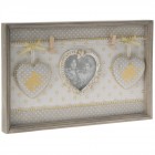 Дървена рамка за снимки с щипки и плат, 34х22 см