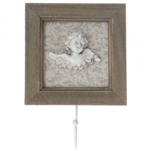 Дървена закачалка ангел, 14х20 см