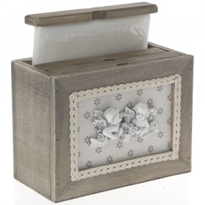 Дървен фотоалбум, ангели, 20х11х14 см