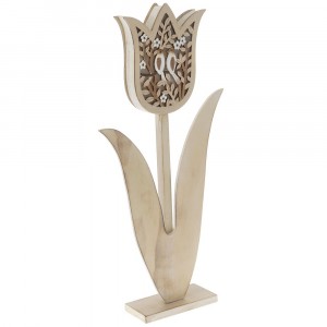 Дървено цвете със светлина, 19х5х36 см