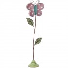 Дървено светещо цвете, розова пеперуда, 19х52 см