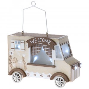 Дървено светещо камионче, 21х8х13 см