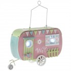 Дървен светещ кемпер, розов, 22х7х13 см