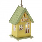 Дървена светеща къща, жълта, 10х7х16 см