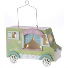 Дървено светещо камионче, зелено, 26х10х17 см