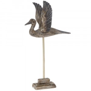 Дървена патица в полет на постамент, 22х14х38см