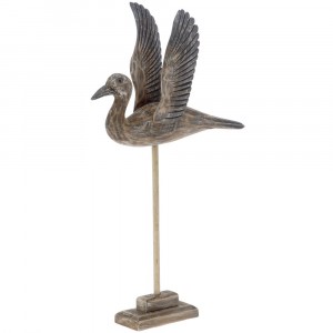 Дървена патица в полет на постамент, 17х11х29 см