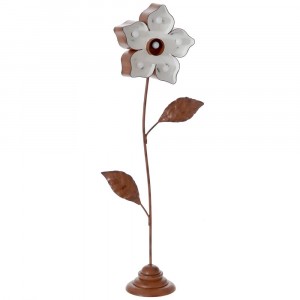 Дървена светеща маргаритка, бяла, 11х7х38 см