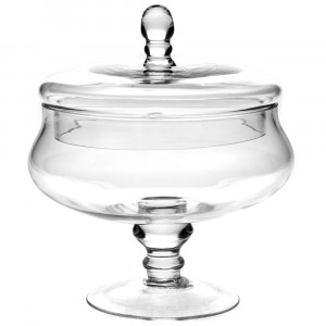 Буркан с капак на стойка, изчистено стъкло, ф23х26 см