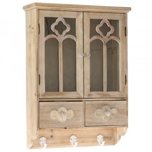 Дървено шкафче със закачалки, 49х17х67