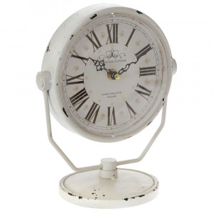 Настолен часовник метал, ретро, бял, 19х12х24 см