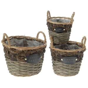 ПЛЕТЕНИ КОШНИЦИ ДЪЛБОКИ, GREEN GARDEN, К-Т 3 БР