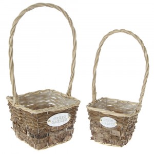 Плетени кошници комплект, квадрат, GREEN GARDEN, натурал