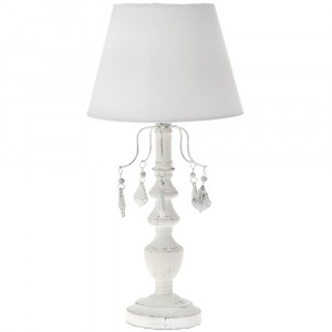 Бяла настолна лампа, 25х50 см