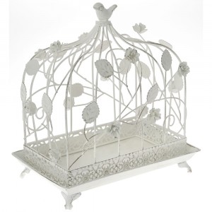 Декоративна метална клетка за птици - бяла, 28х18х31