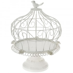 Декоративна метална клетка за птици - бяла, 26х24х33
