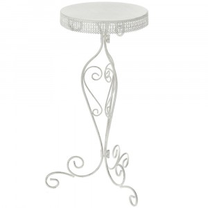 Бяла метална масичка, Ф 38х67 см