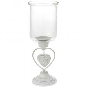 Свещник - метал и стъкло, Ф17х41см