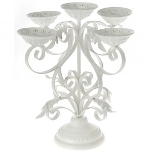 Метален свещник - бял, 332х32х33