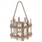 Висящ свещник - дърво и стъкло, 13х12 см