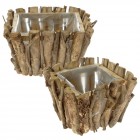 Дървена кашпа - к-т от 2 броя, 23х23х15 16х16х12