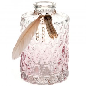 Стъклена бутилка двуцветна, розово и бяло, ф6х14 см