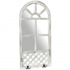 Дървено огледало със закачалки, ретро, бяло, 42х86 см