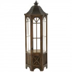 Дървен фенер, кафяв, 42х37х123 см