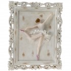 Картина 3D балерина, полирезин, ретро, бяло претрито, 37х46 см