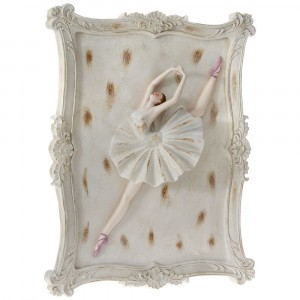 Картина 3D балерина, полирезин, ретро, бяло претрито, 53х75 см
