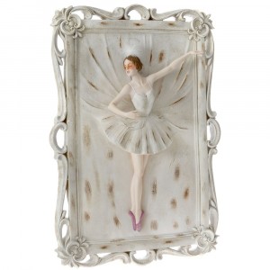 Картина 3D балерина, полирезин, ретро, бяло претрито, 53х75 см