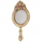 Огледало за ръка, полирезин, розови рози,13х22 см