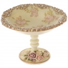 Поднос за торта, полирезин, розови рози, ф18х12,5 см