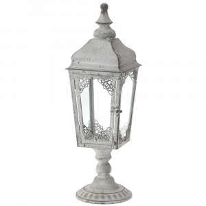 Метален светилник на стойка, бял, 17х17х54 см