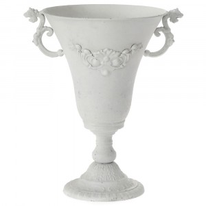 Метална ваза ANTIQUE, бяла, 36х28х42 см
