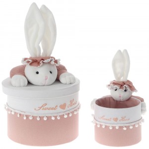 Кутии комплект зайче, розови