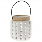 Светилник плетка, керамика, бял, ф 14х16 см