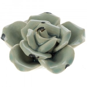 Керамична роза, зелена, ф 9х4 см