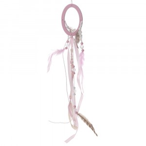 Капан за сънища с розови пера, 50 см