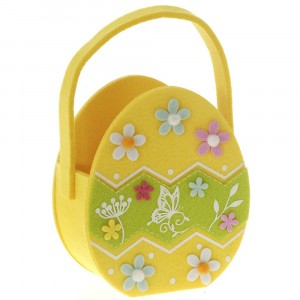 Кошница от филц, яйце, жълта, 18х18 см