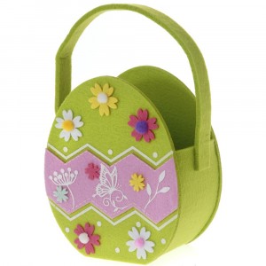 Кошница от филц, яйце, зелена, 18х18 см