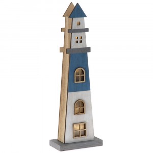 Дървен светещ фар, 10х31 см