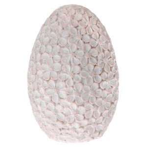 Яйце полирезин, цветя, розово, 6х9 см