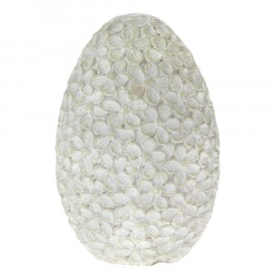 Яйце полирезин, цветя, зелено, 6х9 см