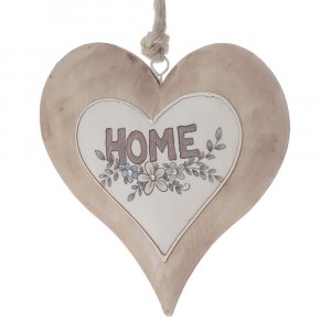 Сърце от метал, рисувано, цветя, 15х15 см