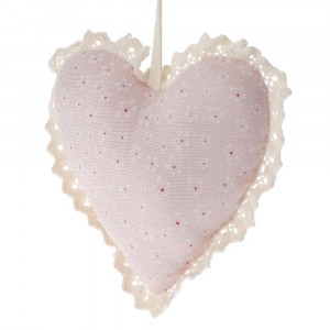 Сърце от плат, розово, 15х14 см