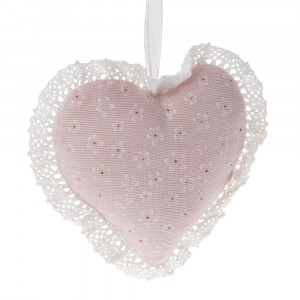 Сърце от плат, розово, 11х10 см