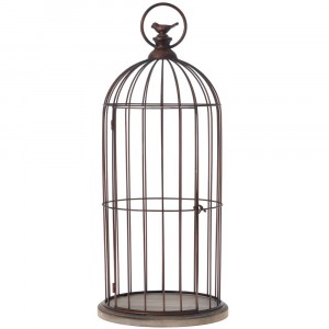 Клетка птиче от дърво и метал, ф33х78 см