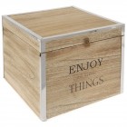 Дървена кутия с иноксов кант ENJOY THE LITTLE THINGS, 30х30х26 см